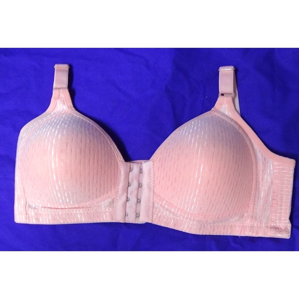 Bra Women Pink Comfortable Four Front Close Hook and eye Size 36 B #004